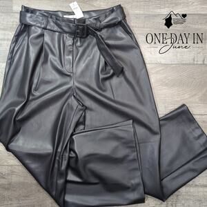 Loft High Waist Wide Leg Faux Leather Pants Size 14
